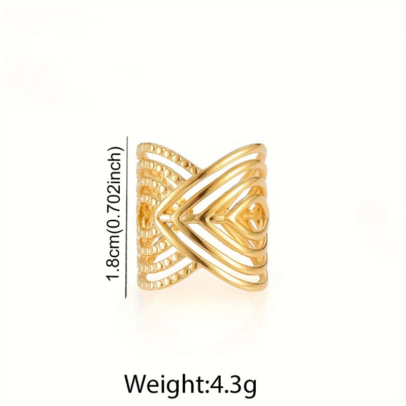 Women's Adjustable Golden Plated Stainless Steel Chunky Boho Ring